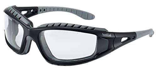 Bolle TRACPSI Tracker Glasses Nylon Frame Anti-Scratch and Fog Lens, Clear/Black