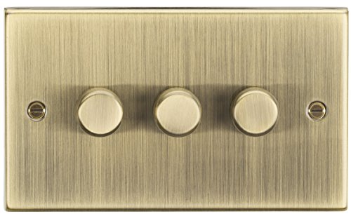 Knightsbridge CS2183AB Square Edge Antique Brass 3G 2 Way Dimmer, 230 V