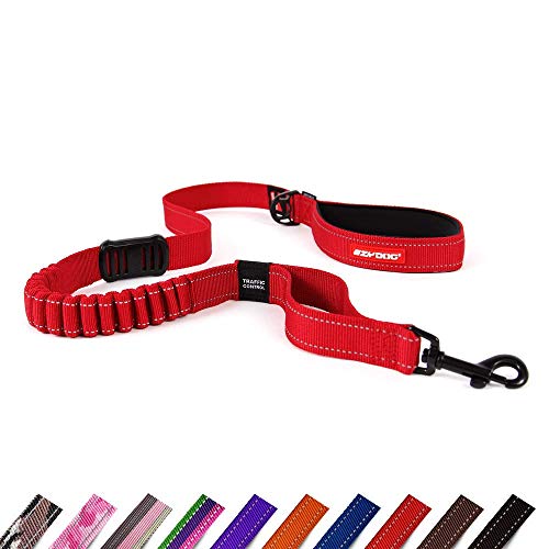 EzyDog Zero Shock Dog Lead | Shock Absorbing Traffic Control, Red, 48 Inch